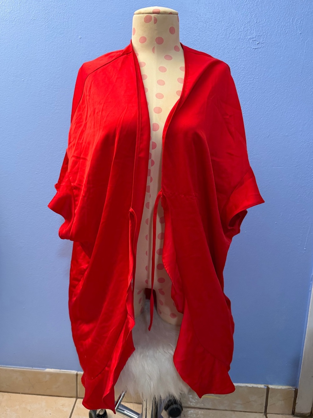 Victoria's Secret Red Draped Open Front Kimono Style Robe